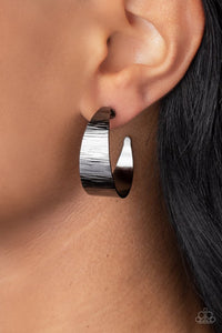 Paparazzi Accessories  - Lecture On Texture  - Black (Gunmetal) Earrings