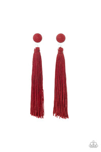 Paparazzi Accessories - Tightrope Tassel - Red Tassle Earrings