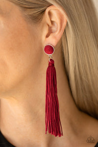 Paparazzi Accessories - Tightrope Tassel - Red Tassle Earrings