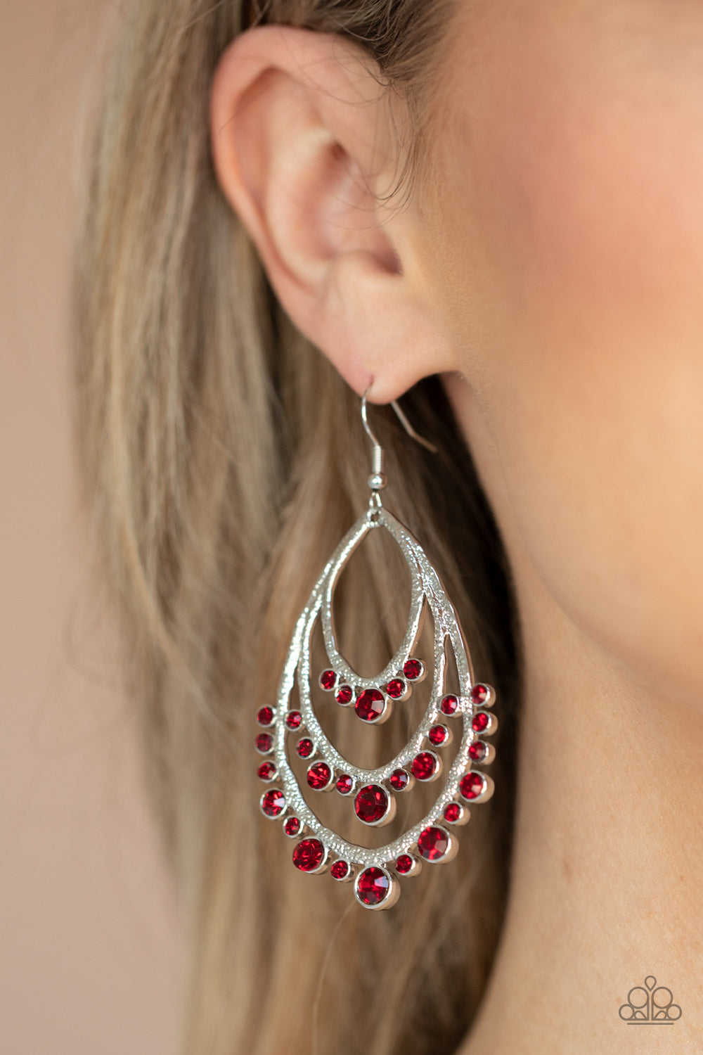 Paparazzi Accessories  - Break Out In Tiers - Red Earrings