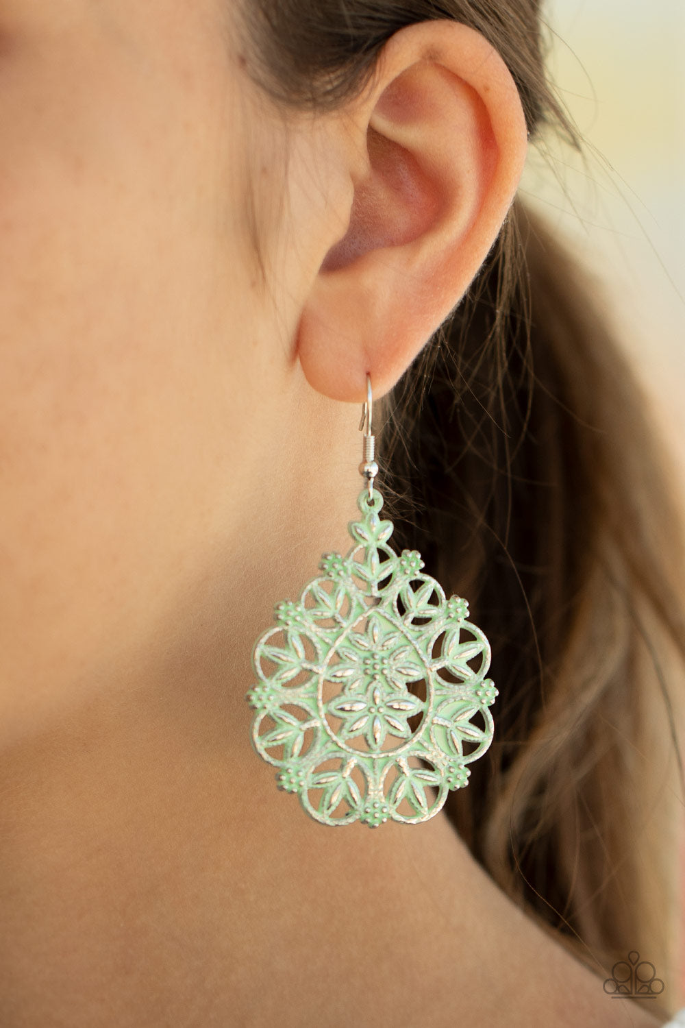 Paparazzi Accessories - Floral Affair - Green Earrings