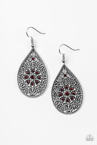 Paparazzi  Accessories - Dinner Party Posh -  Red Earrings