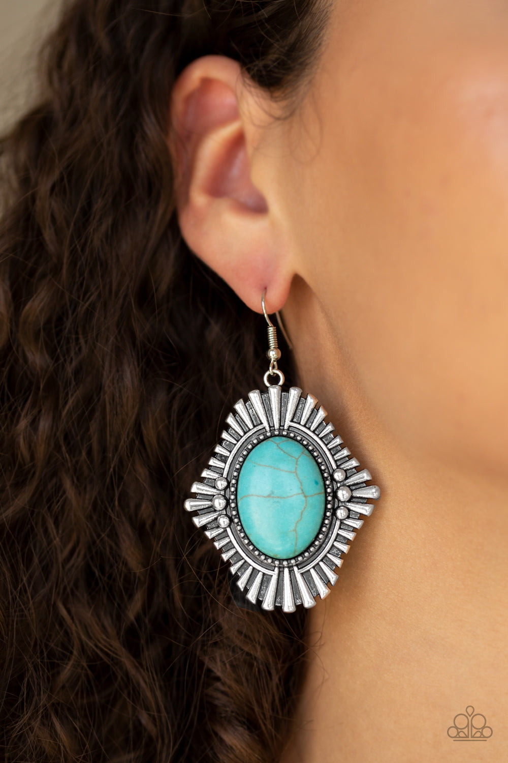 Paparazzi Accessories - Easy As Pioneer - Turquoise (Blue) Earrings