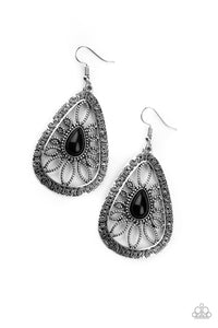 Paparazzi Accessories  - Floral Frill - Black Earrings