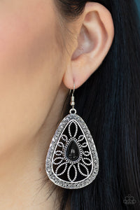 Paparazzi Accessories  - Floral Frill - Black Earrings