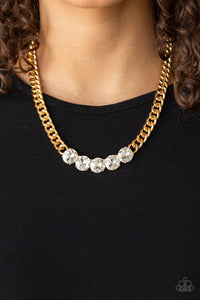 Paparazzi Accessories  - Rhinestone Renegade  - Gold Necklace