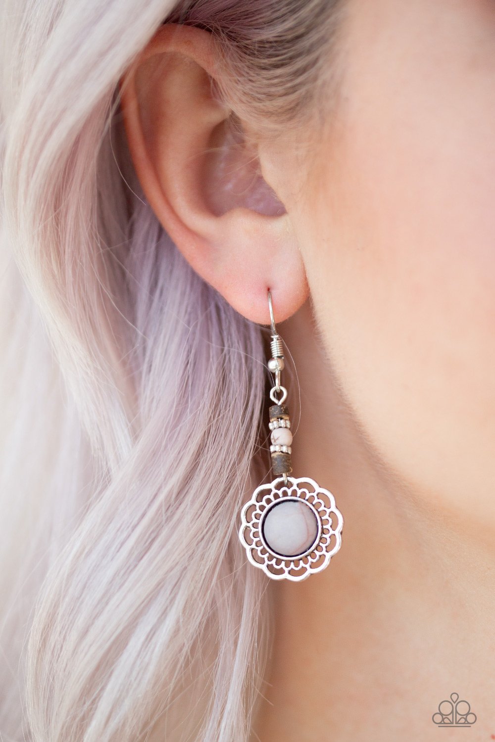 Paparazzi Accessories - Desert Bliss - Silver (Gray) Earrings