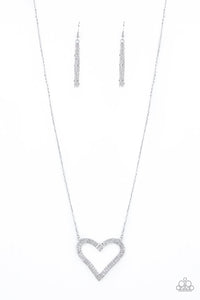 Paparazzi Accessories - Pull Some Heart Strings - White (Bling) Necklace