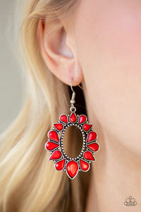 Paparazzi Accessories  - Fashionista Flavor  - Red Earrings