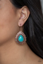 Load image into Gallery viewer, Paparazzi Accessories  - Mountain Mover - Turquoise  ( Blue) Earrings
