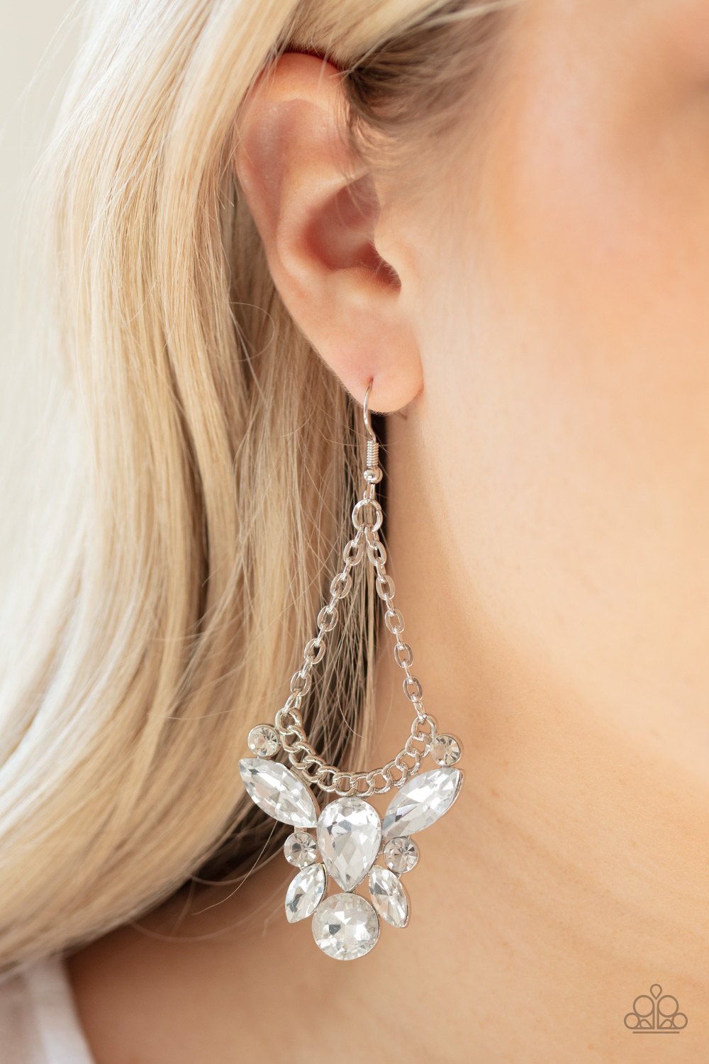 Paparazzi Accessories - Bling Bouquets - White (Bling) Earrings