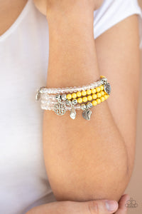Paparazzi Accessories  - Colorfully Cupid - Yellow Bracelet