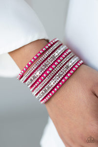 Paparazzi Accessories- All Hustle And Hairspray  - Pink Urban Bracelet