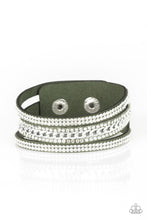 Load image into Gallery viewer, Paparazzi Accessories - Rollin&#39; In Rhinestones  - Green Urban Snap Bracelet
