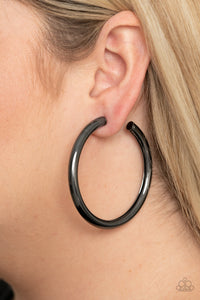Paparazzi Accessories - Curve Ball - Black (Gunmetal) Earrings