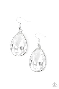 Paparazzi Accessories - Limo Ride - White (Bling) Earrings