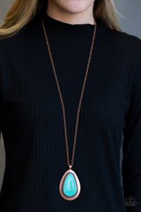 Paparazzi Accessories  - Badland To The Bone - Turquoise  (Copper) Necklace