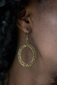 Paparazzi Accessories - Go Down Glitter - Brass Earrings