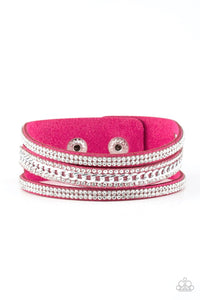 Paparazzi Accessories - Rollin' In Rhinestones  - Pink Urban Snap Bracelet