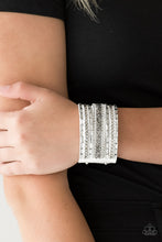 Load image into Gallery viewer, Paparazzi Accessories  - Rhinestone Rumble - White Urban Bracelet
