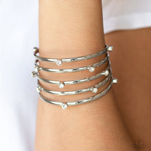 Load image into Gallery viewer, Paparazzi Accessories - Sugarlicious Sparkle - Silver Cuff Beacelet

