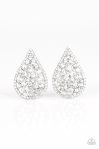 Paparazzi Accessories - Reign Storm - White ( Bling) Earrings