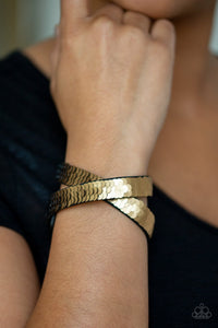 Paparazzi Accessories - Under The Sequins - Gold Urban Snap Bracelet