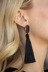 Paparazzi Accessories - Va Va Plume - Black Tassel Post Earrings