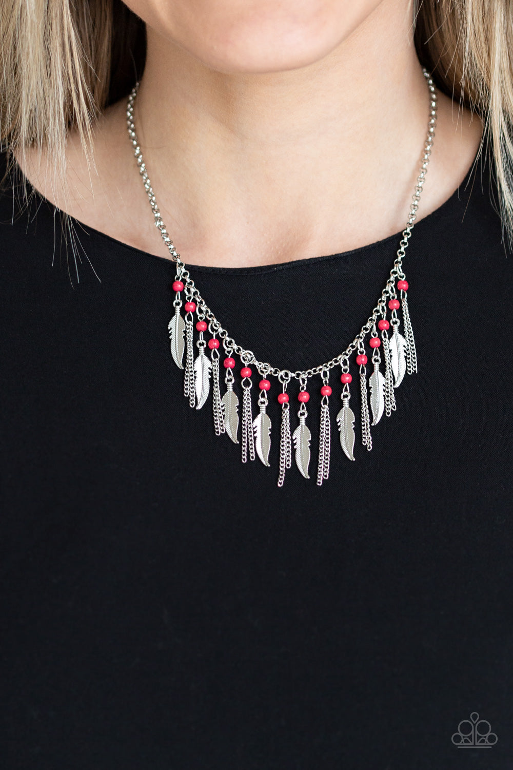 Paparazzi Accessories - Feathered Ferocity - Red Necklace