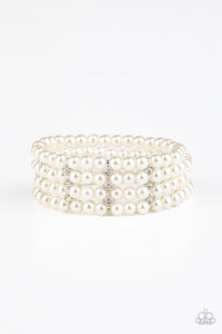 Paparazzi Accessories - Stacked To The Top - White Bracelet