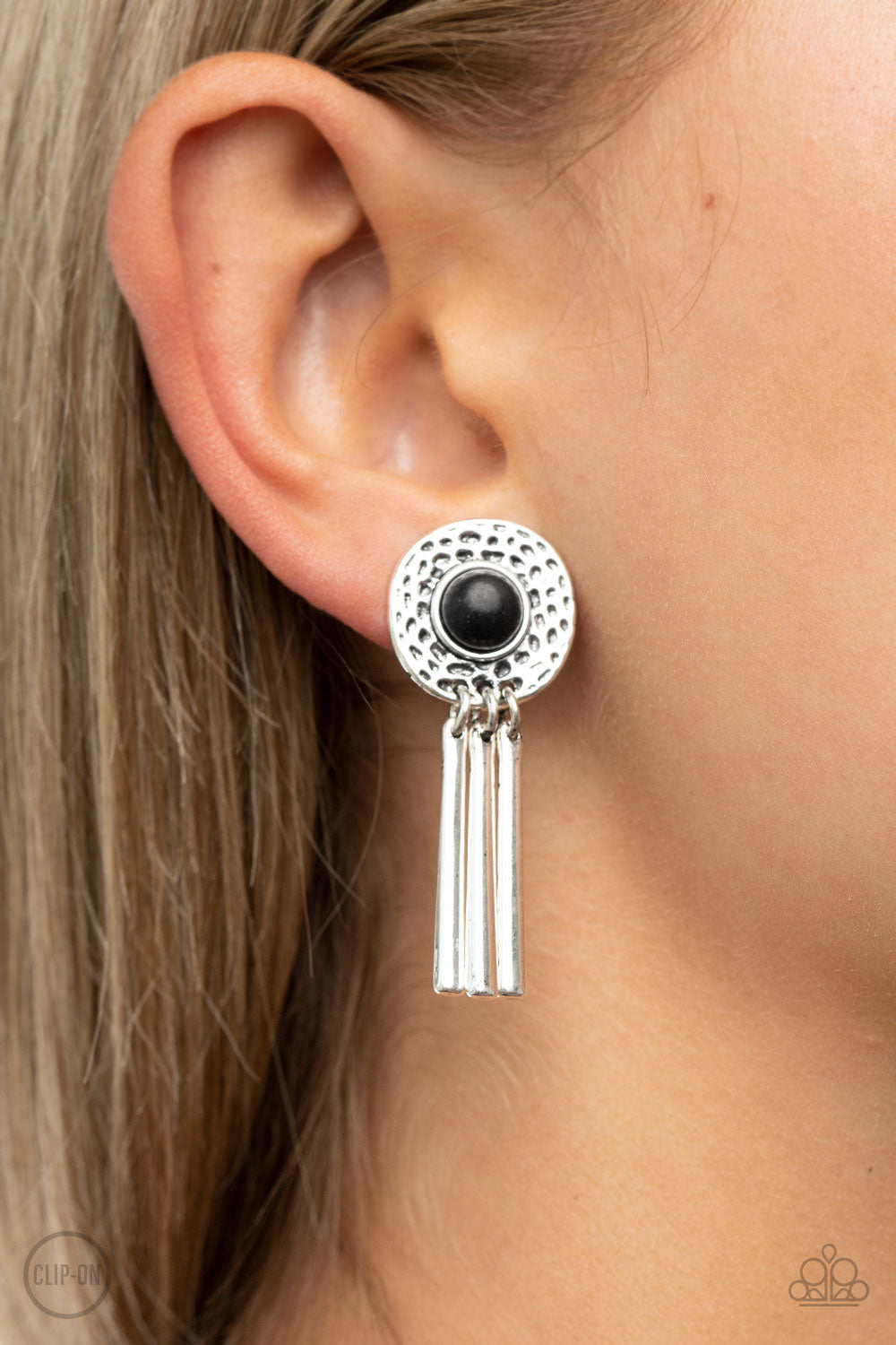 Paparazzi Accessories - Desert Amulet - Black Clip-On Earrings