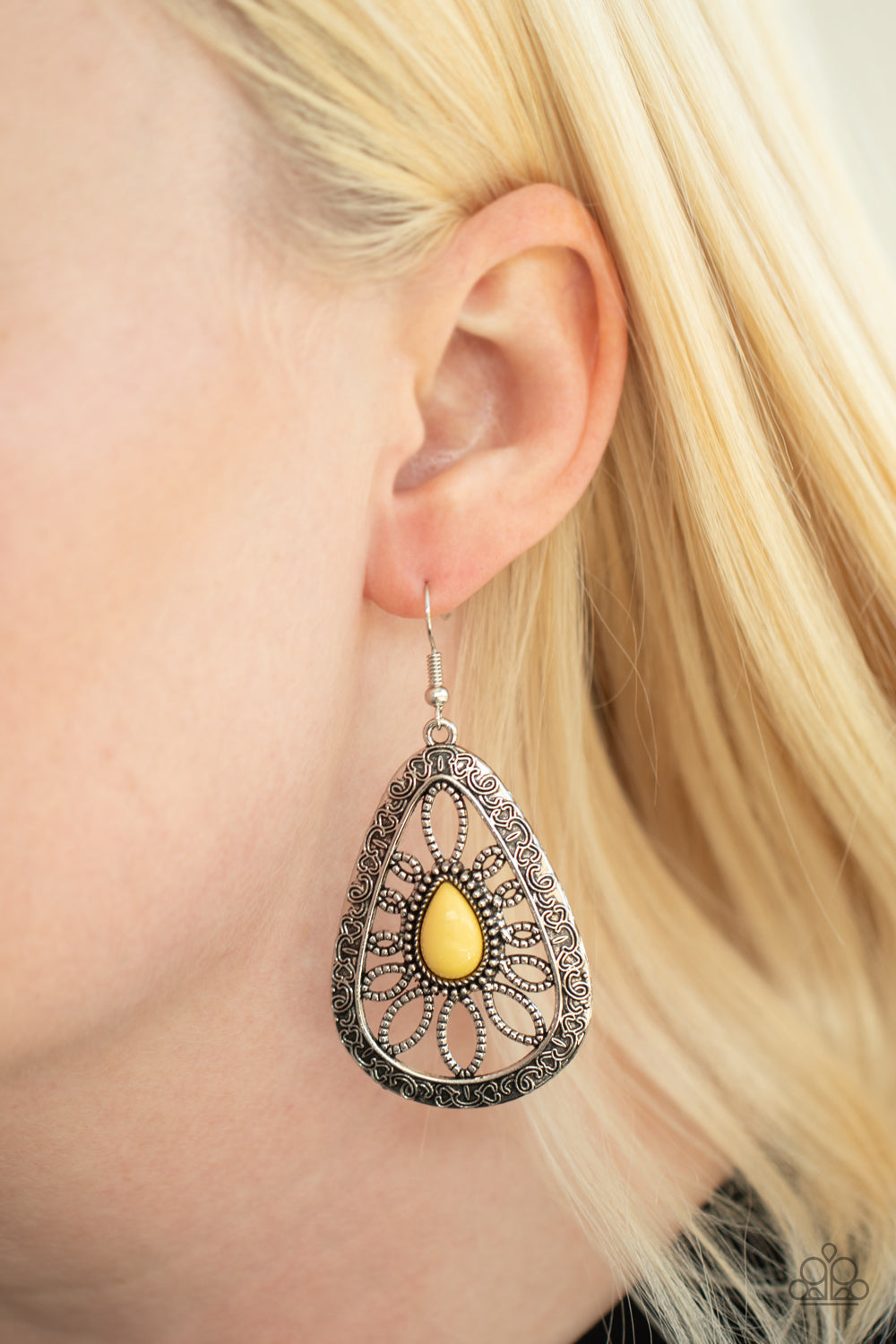 Paparazzi Accessories - Floral Frill - Yellow Earring
