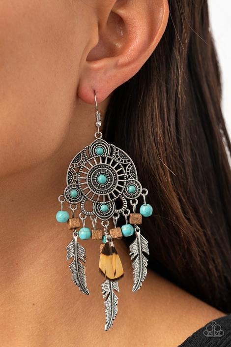 Paparazzi Accessories - Desert Plains - Blue (Turquoise) Earrings