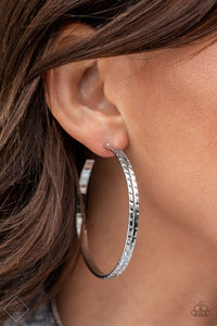 Paparazzi Accessories - Tread All About It - Silver Hoop Earrings