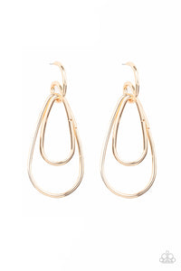 Paparazzi Accessories - Droppin Drama - Gold Hoop Earring
