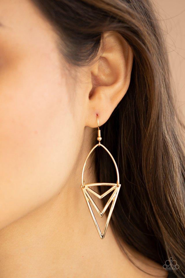 Paparazzi Accessories - Proceed With Caution - Gold Earrings
