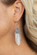 Load image into Gallery viewer, Paparazzi Accessories - Pyramid Sheen - Silver Earrings
