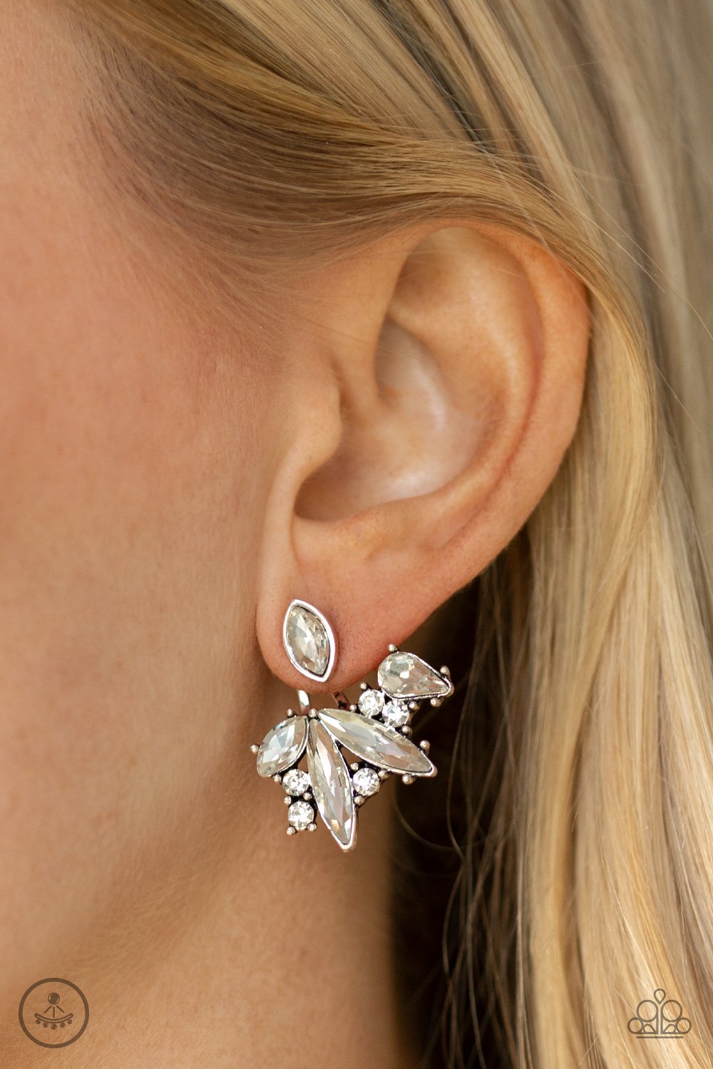 Paparazzi Accessories - Deco Dynamite - White (Bling) Post Earrings