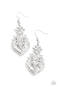 Paparazzi Accessories - Royal Hustle - White (Bling) Earrings