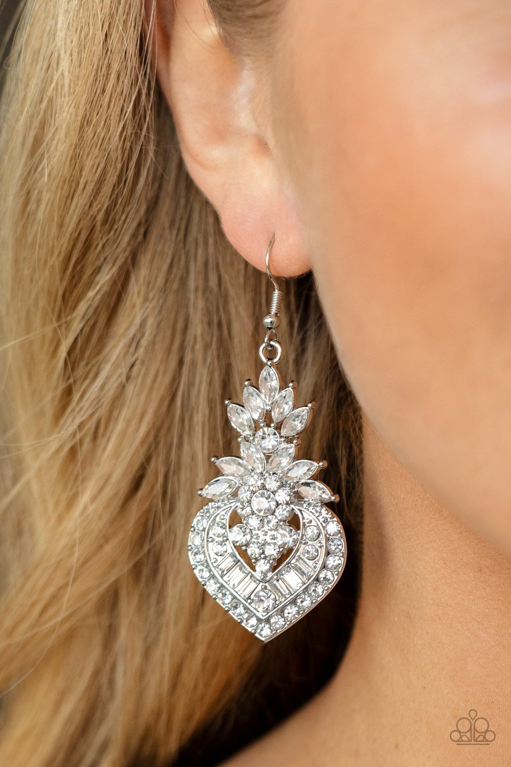 Paparazzi Accessories - Royal Hustle - White (Bling) Earrings