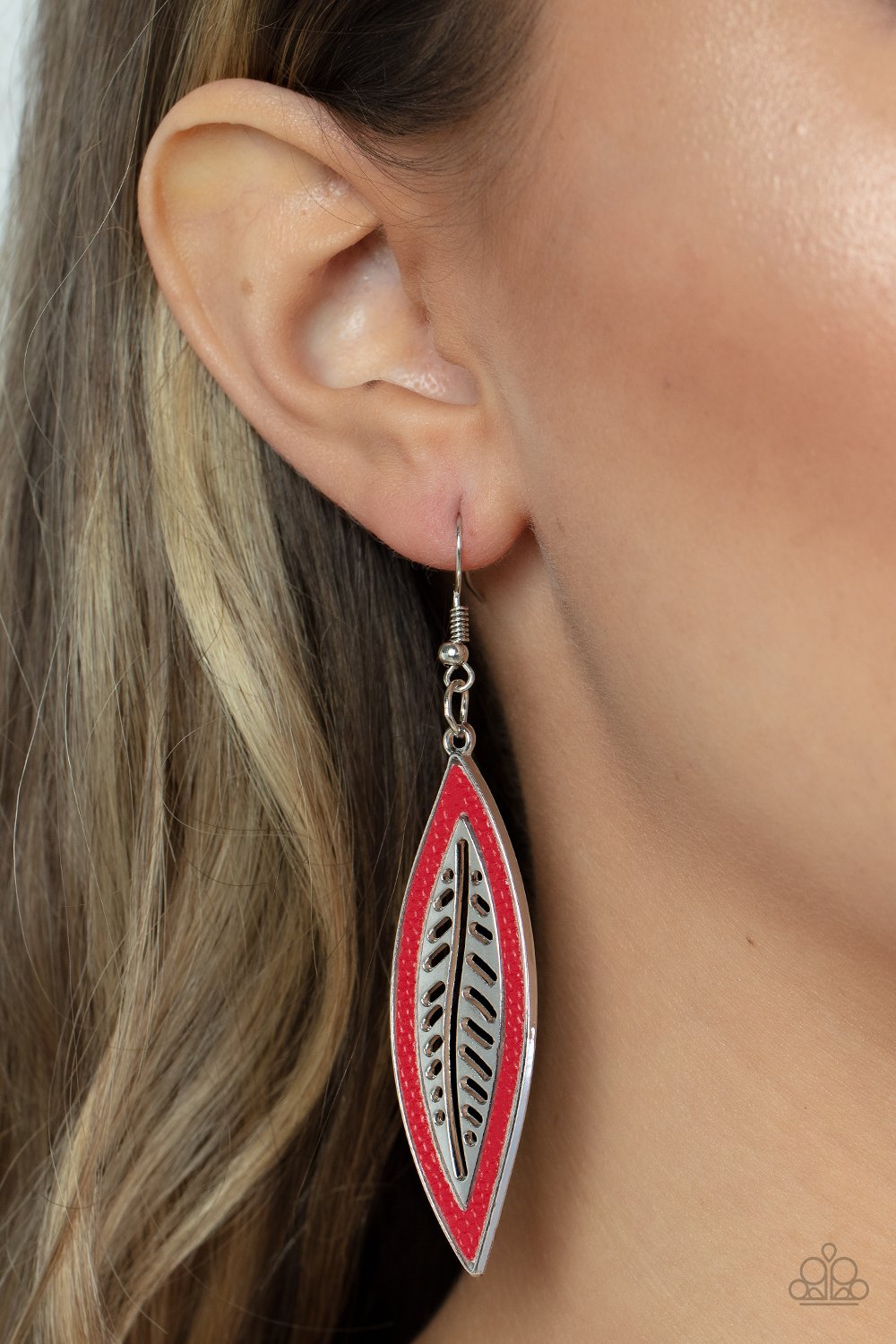 Paparazzi Accessories - Leather Lagoon - Red Earrings