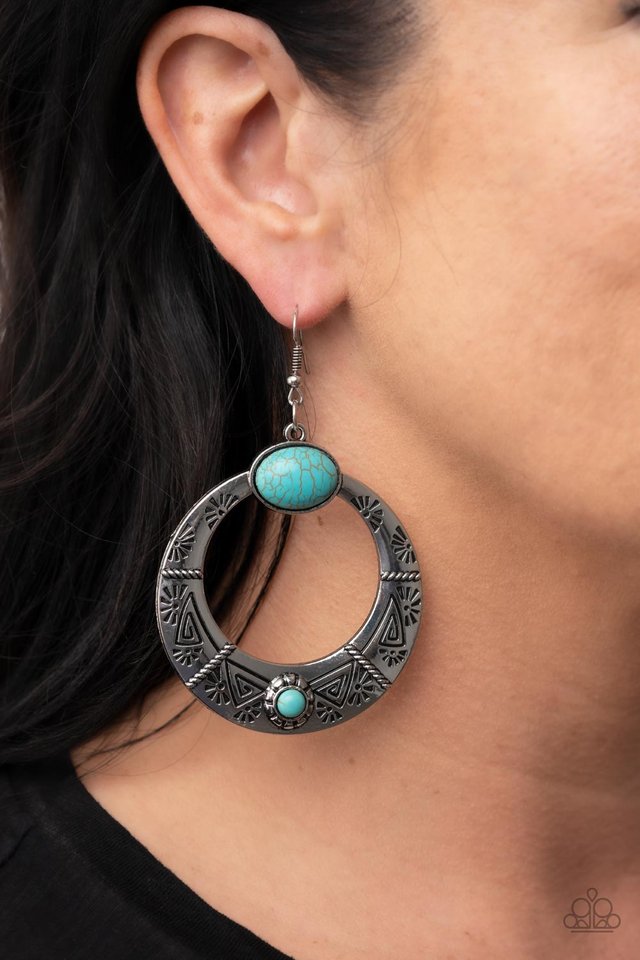 Paparazzi Accessories - Garden Glyphs - Blue (Turquoise) Earrings