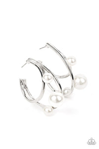 Paparazzi Accessories - Metro Pier - White ( Pearls) Hoop Earrings