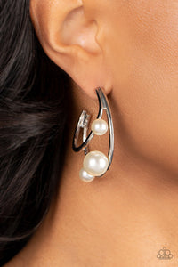 Paparazzi Accessories - Metro Pier - White ( Pearls) Hoop Earrings