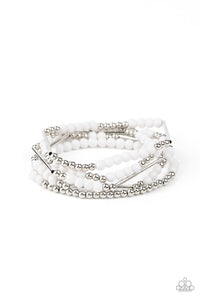 Paparazzi Accessories - Bead Between The Lines - White Bracelet