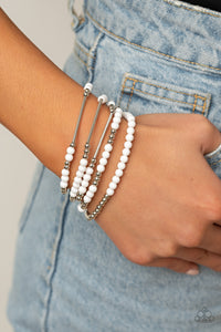 Paparazzi Accessories - Bead Between The Lines - White Bracelet