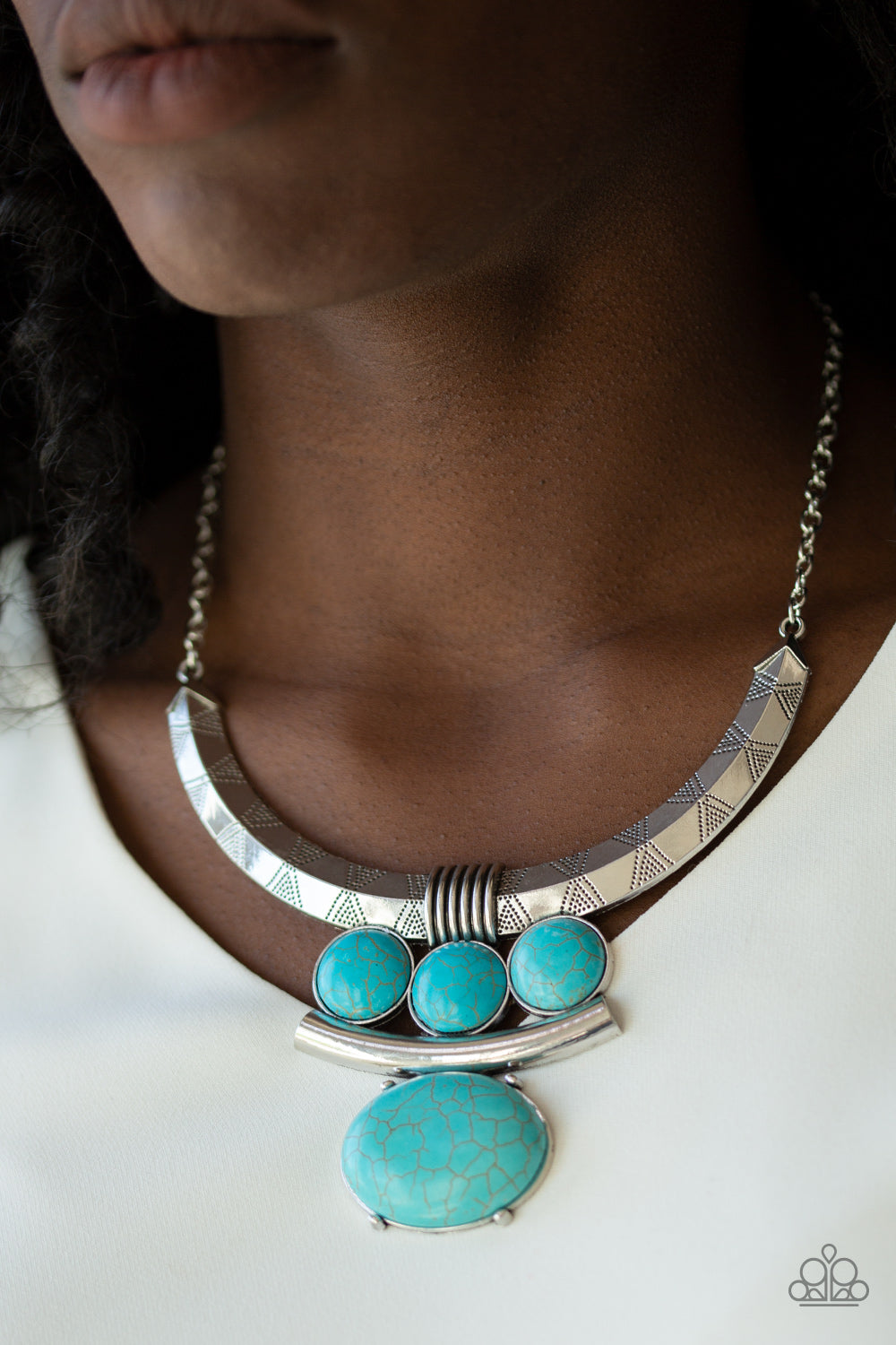 Paparazzi Accessories - Commander In Chiefette - Turquoise ( Blue) Necklace