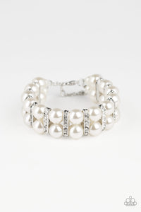 Paparazzi Accessories  - Glowing Glam - White (Pearl) Bracelet