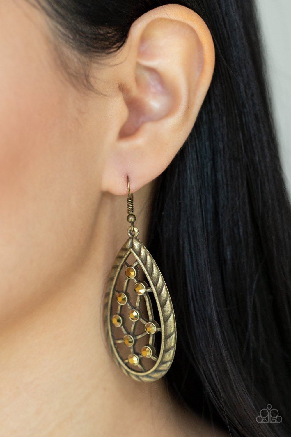 Paparazzi Accessories - Industrial Incandescence - Brass Earrings