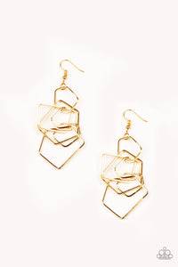 Paparazzi Accessories  - Five Sided Fabulous  - Gold Earrings